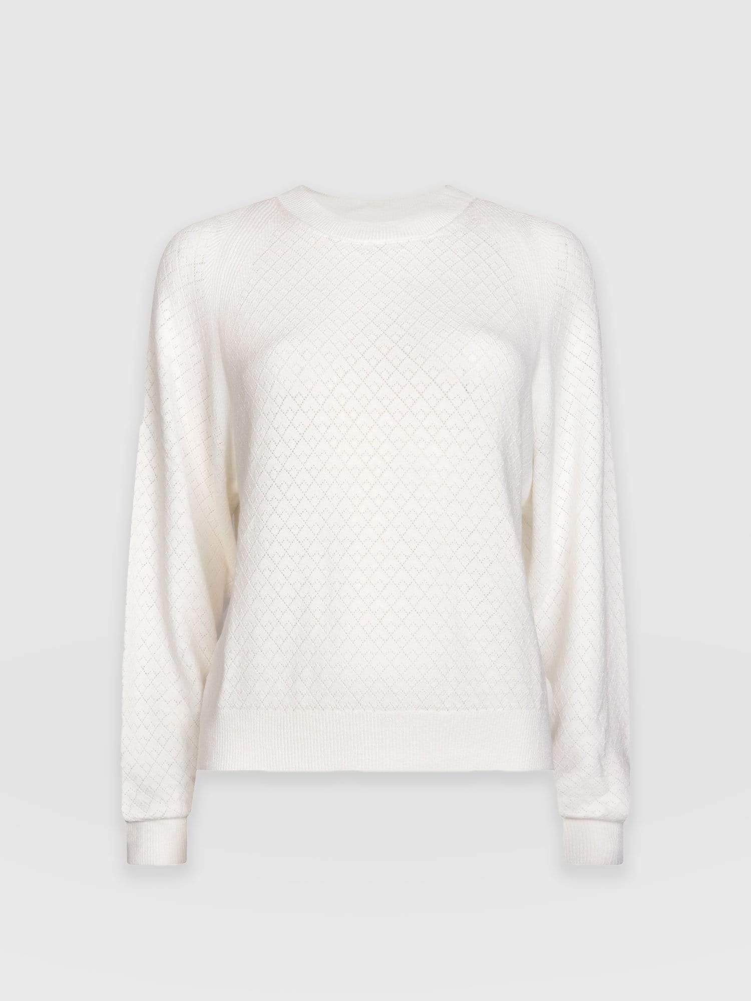 Diamond Knit sweater White - Women's Sweaters | Saint + Sofia® USA